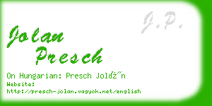 jolan presch business card